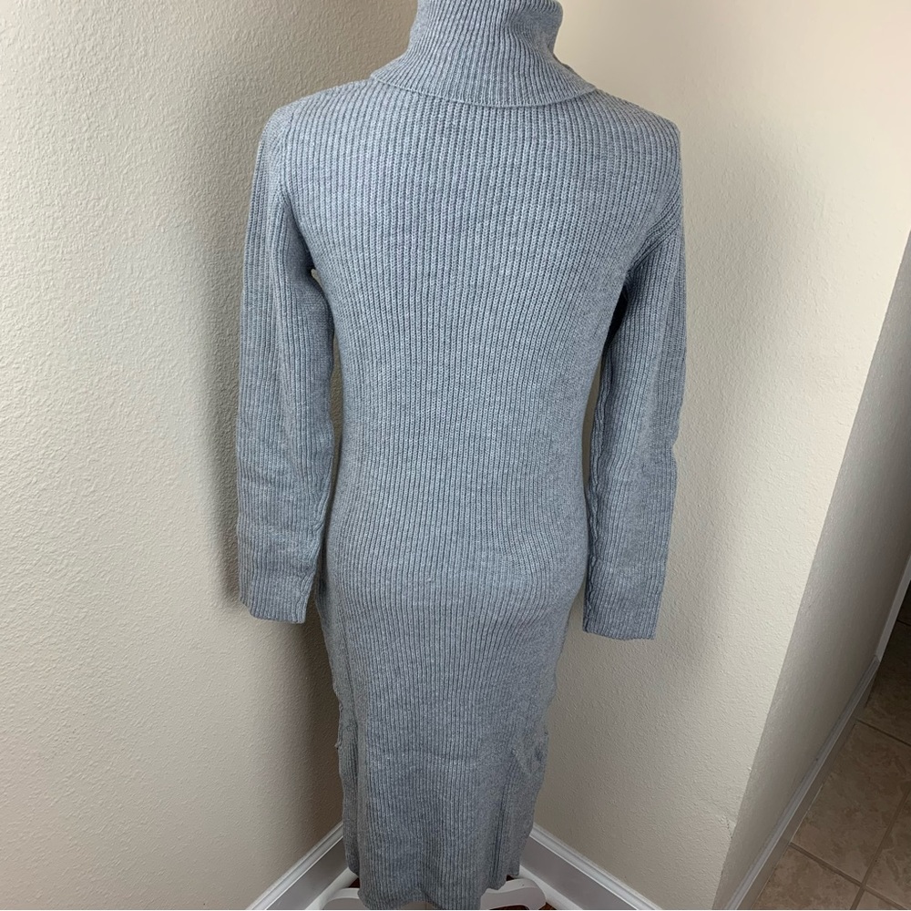 Lulus NWT Sheerah Turtleneck Heather Grey Midi Knit Sweater Dress - Picture 8 of 16
